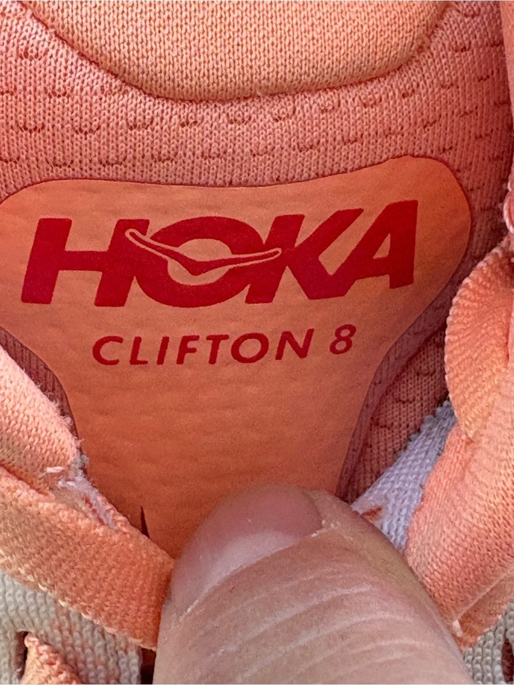 HOKA Women’s Size 9.5 Clifton 8 Lace Up Running Shoes In Peach